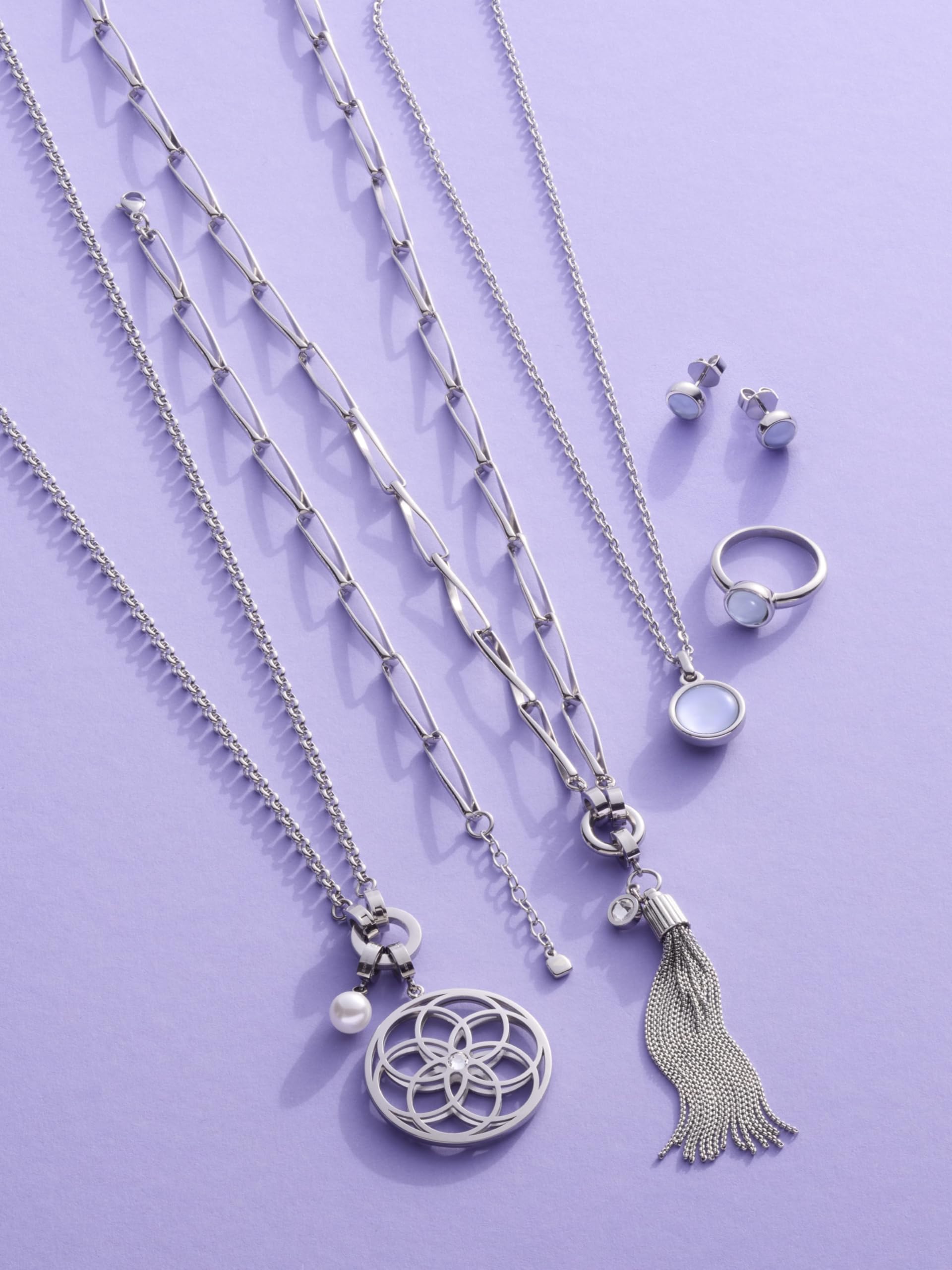 JEWELS BY LEONARDO Halskette Clip & Mix Paola • Erbs-Kette aus silberfarbenem Edelstahl • klassische Basic-Kette mit Ring zum Einhängen von Charms • 70 cm Länge • Geschenk Damen Schmuck • 022148