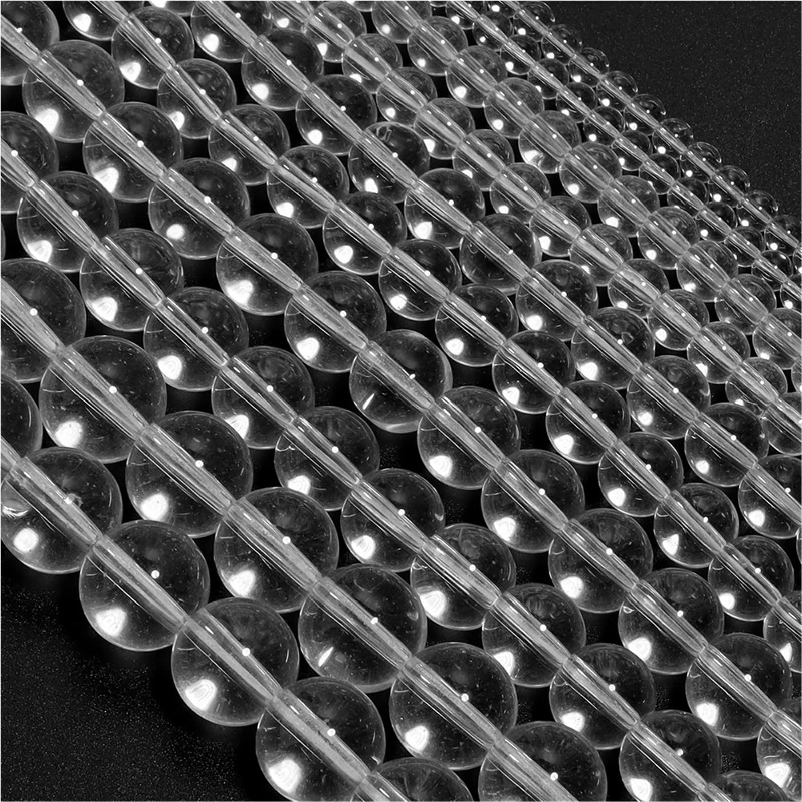 Cuentas de vidrio transparente 4/6/8/10/12mm, cuentas sueltas redondas blancas claras for fabricación joyería, suministros for pulseras y collares DIY Para Bricolaje(12mm approx 100pcs)