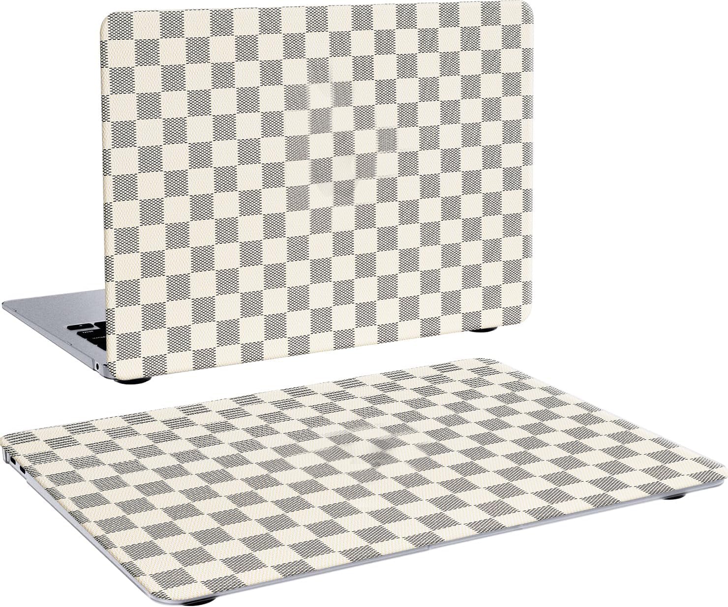 Compatible with MacBook Air 15 inch 2025 2024 2023 M4 M3 M2 A3241 A3114 A2941, Classy Luxury Textured Checker Checkerboard Grid Pattern PU Leather Hard Shell & Keyboard Cover, Beige Checkered - Image 6