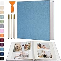 Vista 48 de Vienrose Álbum de fotos grande autoadhesivo para fotos de 4x6 8x10 10x12, álbum de recortes DIY, 40 páginas adhesivas con un bolígrafo metálico, Gris