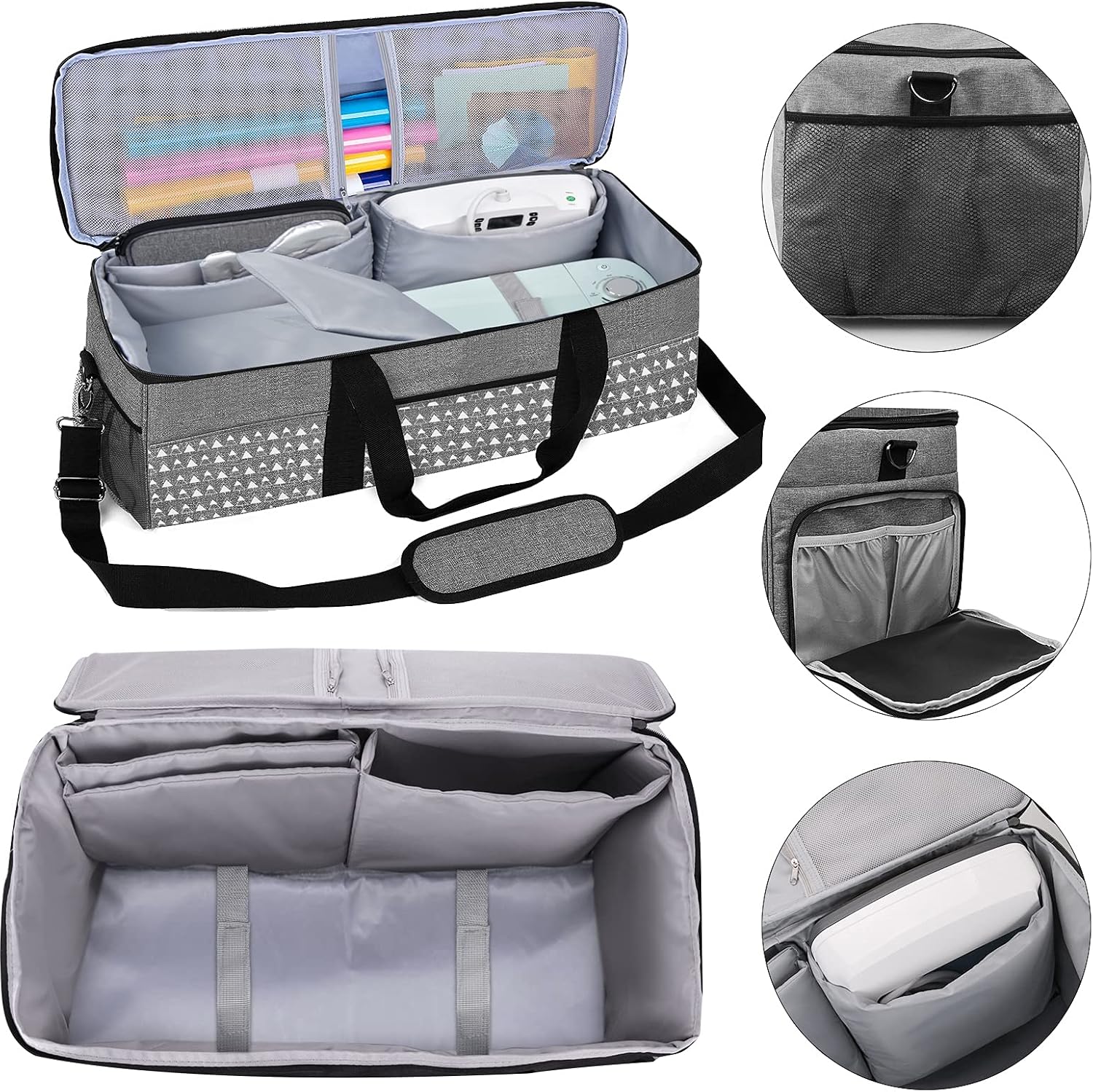 Carrying Case for Die-Cut Machine and Cricut Easy Press(9 x 9 inches), Cricut Maker, Lightweight Tote Bag for Cricut Machine and Accessories, Fixable Straps Style(Bag Only) (grey2)