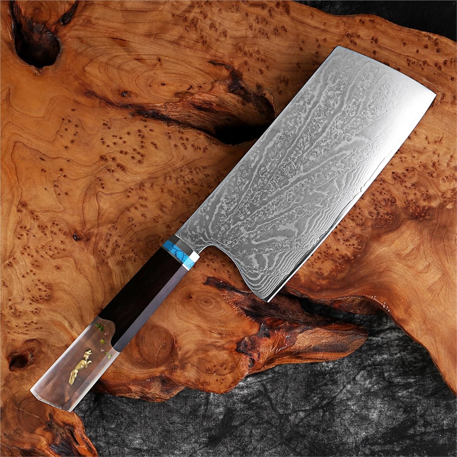 Damascus Cleaver Knife 7 inch,Butcher Knives for Meat Cutting,Kitchen Knives for Chopper Vegetables,Hand Forged Chooping Knives