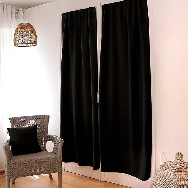 Rideau Occultant Noir Passe Tringle 90x210cm - Rideau de Théâtre