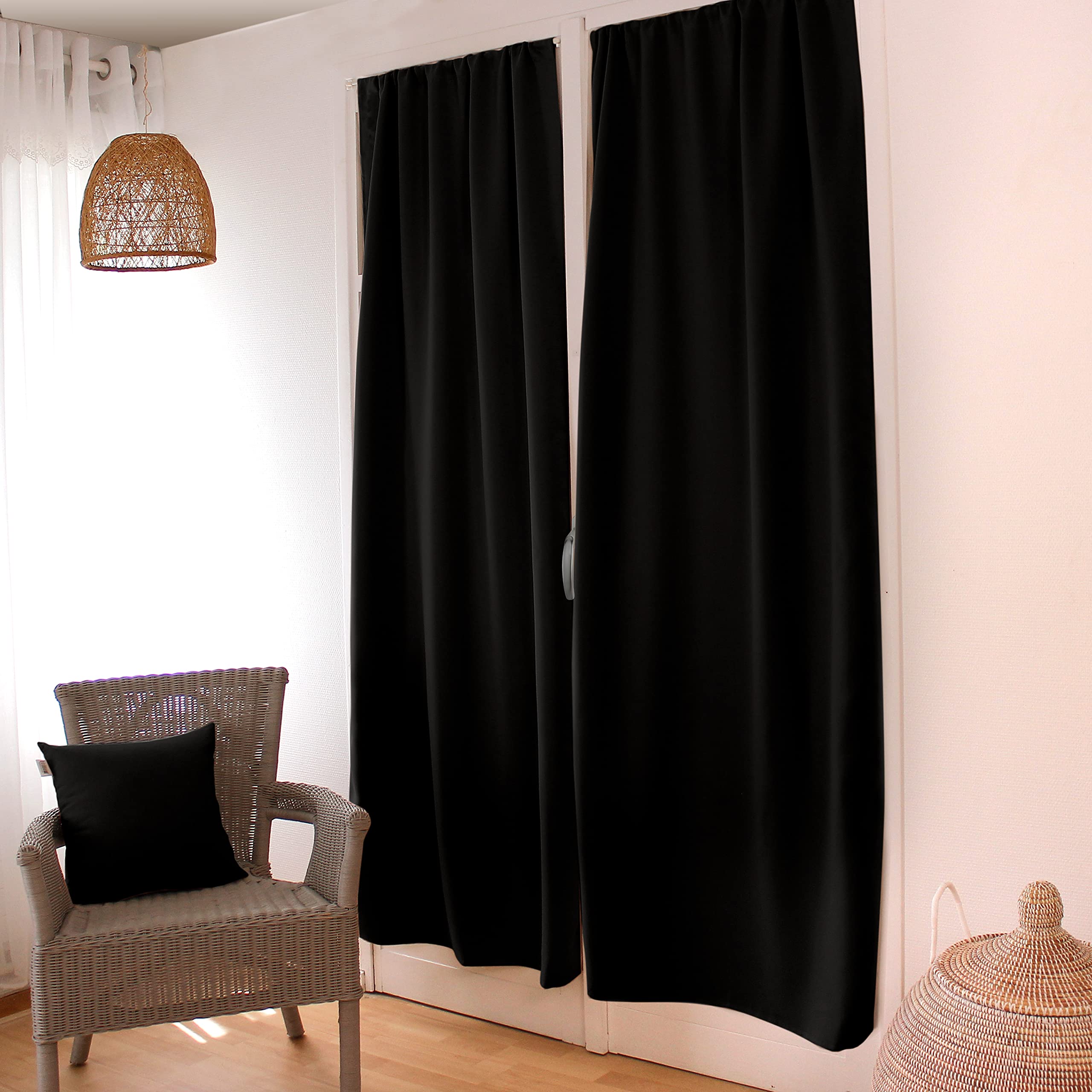 Cortina Opaca Cortina De Baño Opaca ED ENJOY HOME - Negro, 60x120 Cm, Poliéster Certificado Oeko-Tex Cortinas Negras Opacas