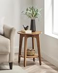 VASAGLE MAEZO Collection - Table latérale, 2-Tier Table ronde, Table de chevet avec jambes tachées, Transitions courbes, pour les petits espaces, Salon, Chambre à coucher, Noyer rustique ULET283T41
