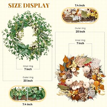 20Inch Spring Wreath for Front Door - St. Patrick's Day Porch & Window Spring Decor with White Berries & Lush Green Foliage, Indoor Outdoor Ornament for Spring Season (Fall + Spring Wreaths)