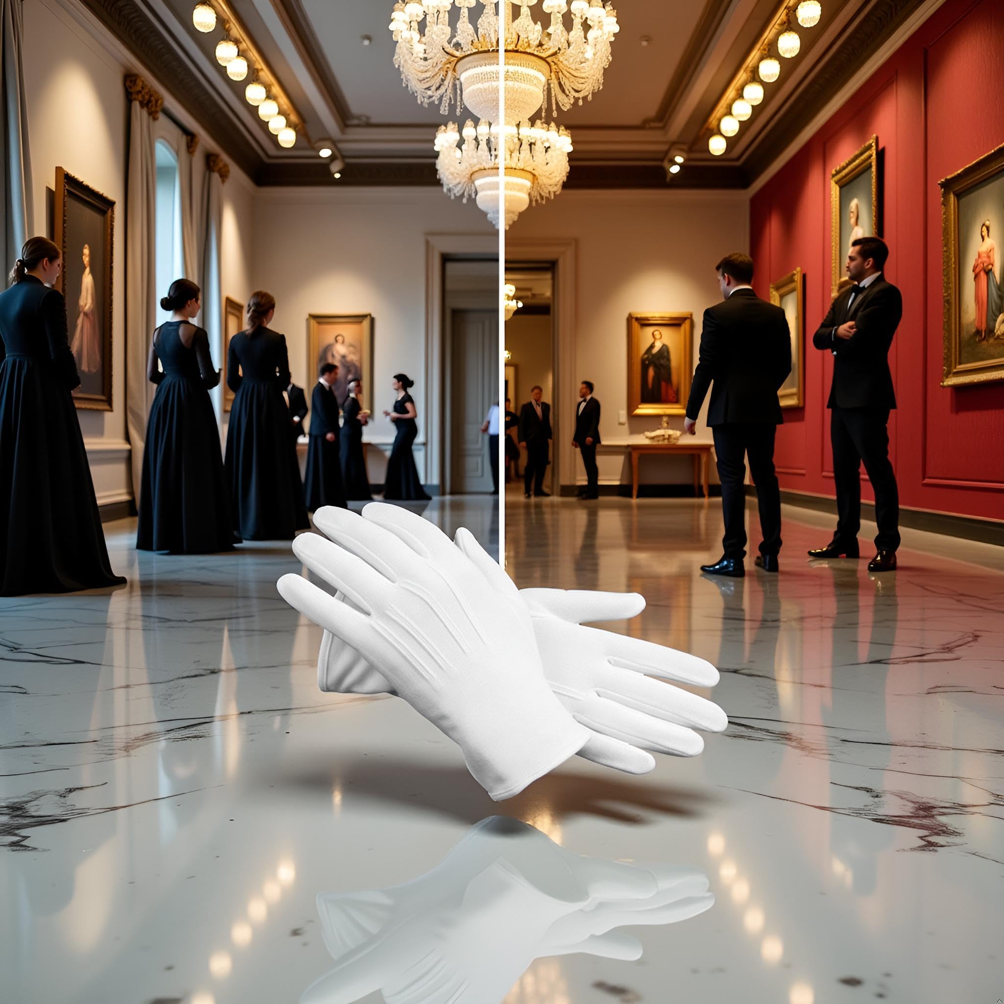 Ssmmam 2 Pcs White Uniform Gloves Formal Tuxedo for Cosplay Party Wedding Jewelry Check Police Server Funeral Honor Guard Parade - Image 4