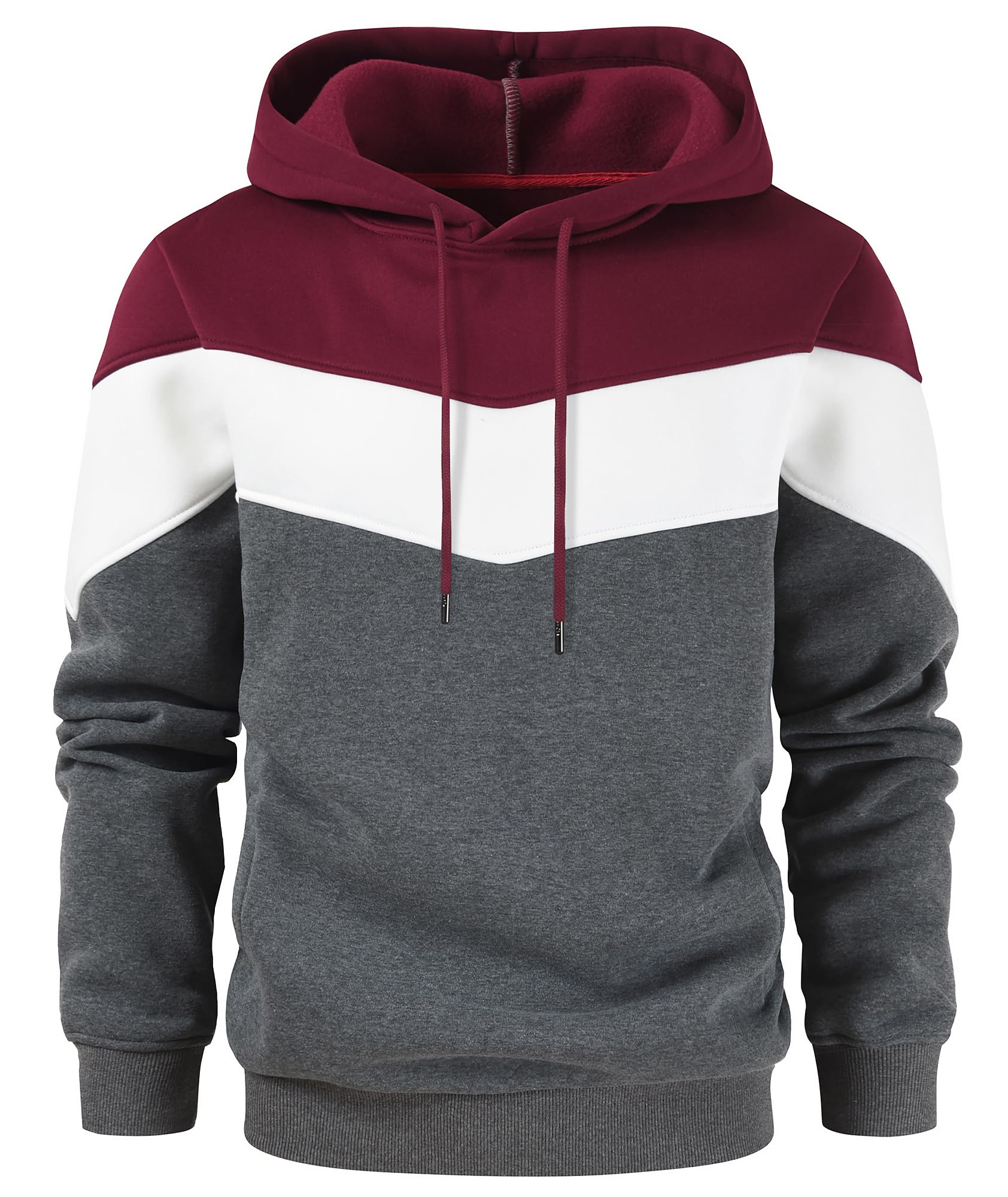 Men's Novelty Color Block Pullover Fleece Hoodie Casual Sweatshirt
