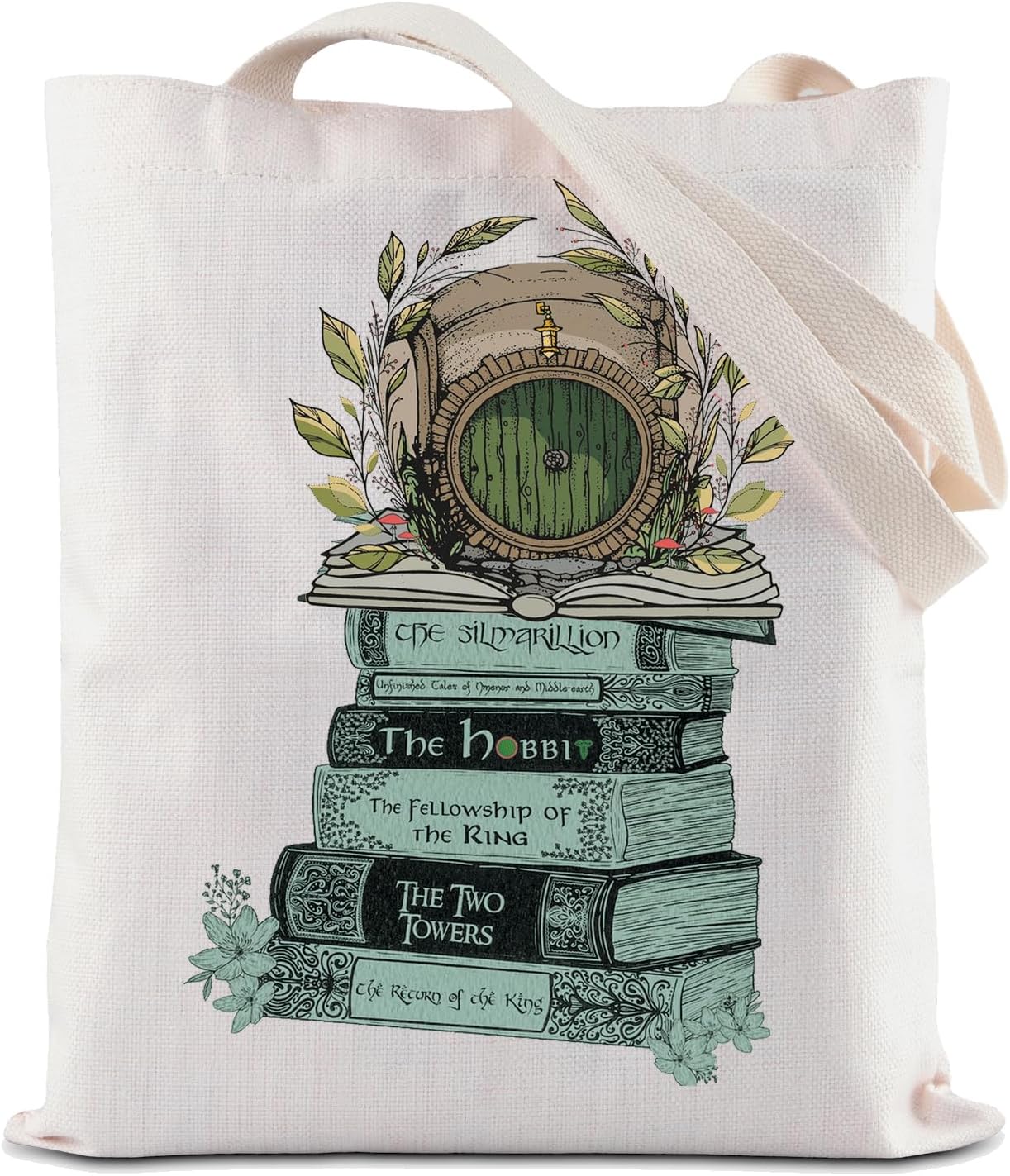 ZJXHPO Fantasy Book Tote Bag Lord Literary Reusable Grocery Shopping Bag Ring Book Reader Shoulder Bag Bookish Gift (Ring Book Tote)