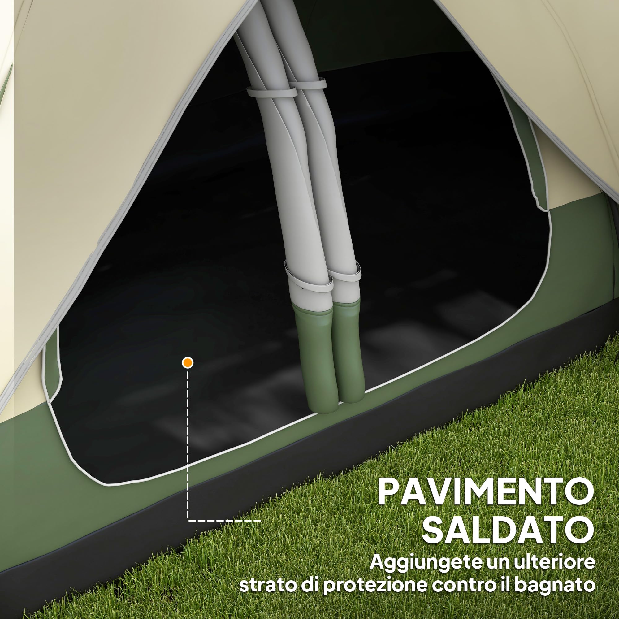 Outsunny Tenda da Campeggio 6-8 Posti 2 Stanze Separate Tunnel Protezione PU2000mm 450x215x180 cm