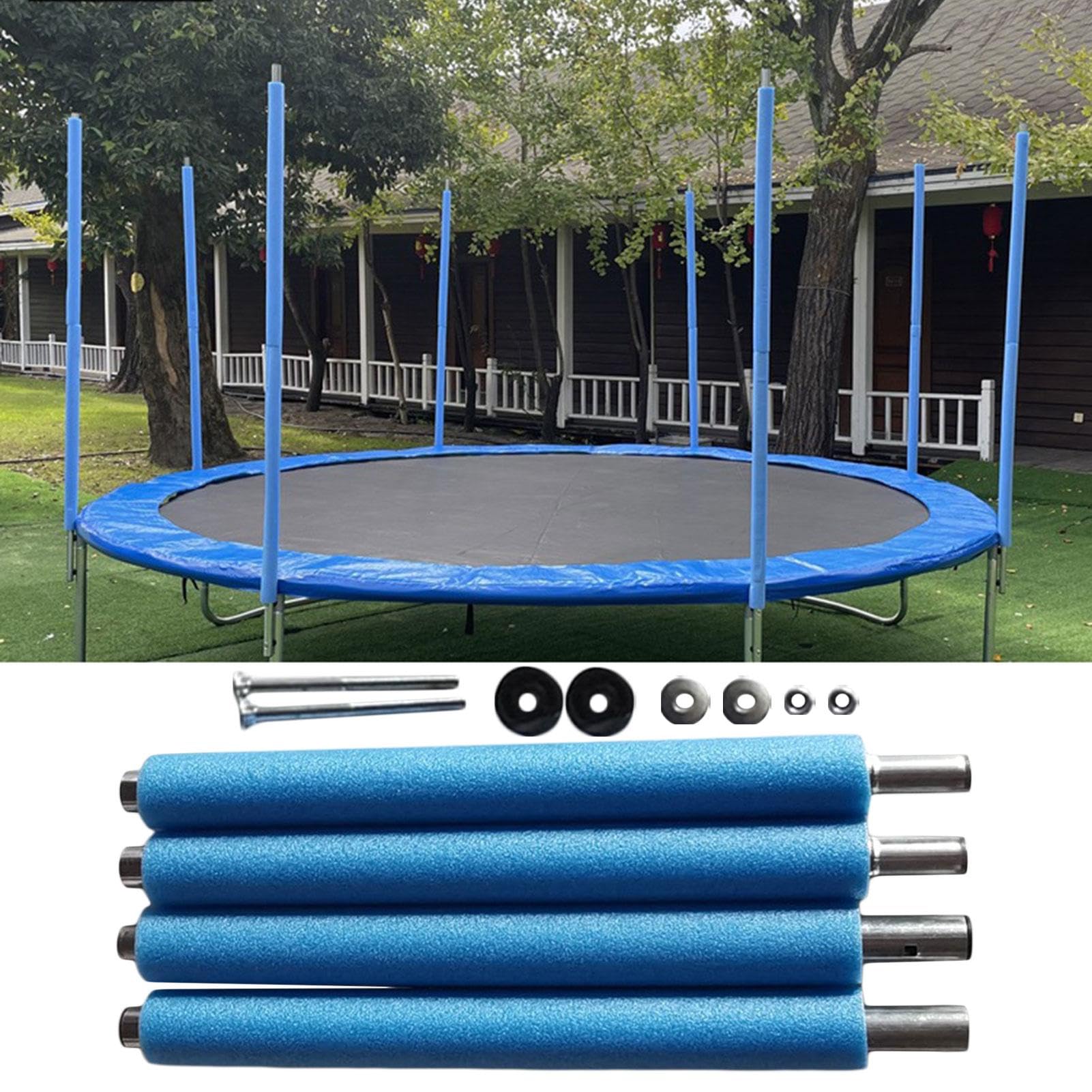 Lot complet de 4 barres de filet de trampoline Ø 25 mm – Pièce de rechange pour trampoline de jardin Ø 176/196 cm, barres de rechange avec mousse et capuchons