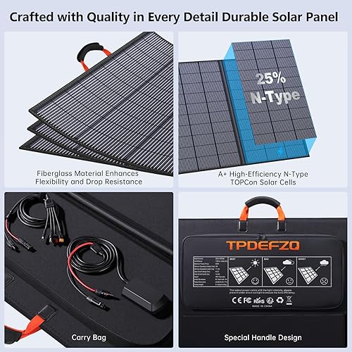 Miniatura 8 de Panel solar portátil de 400 W para central eléctrica, cargador de panel solar plegable ETFE de 36 V, 25 % de alta eficiencia, salida MC4,
