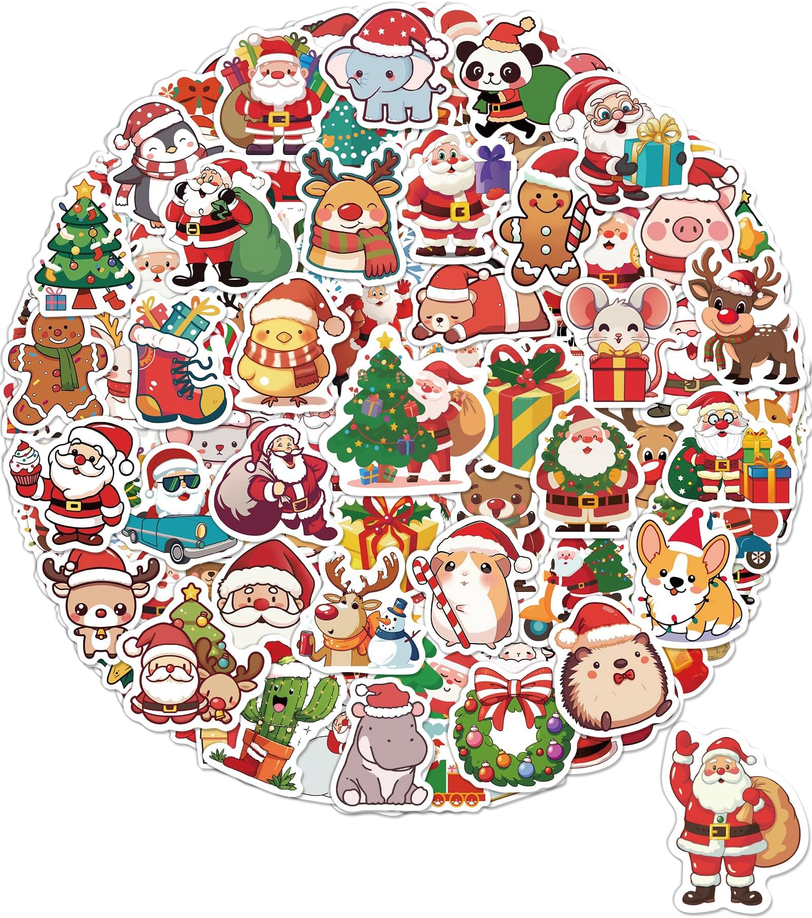 Benresive 300 Pcs Christmas Stickers for Kids - Bulk Christmas Crafts Party Favors, Goody Bag Stuffers, Waterproof Vinyl Laptop & Water Bottle Stickers