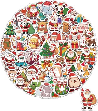 Benresive 300 Pcs Christmas Stickers for Kids, Bulk Water Bottle Stickers | Bulk Christmas Crafts Party Favors, Goody Bag Stuffers, Waterproof Vinyl Laptop & Water Bottle Stickers