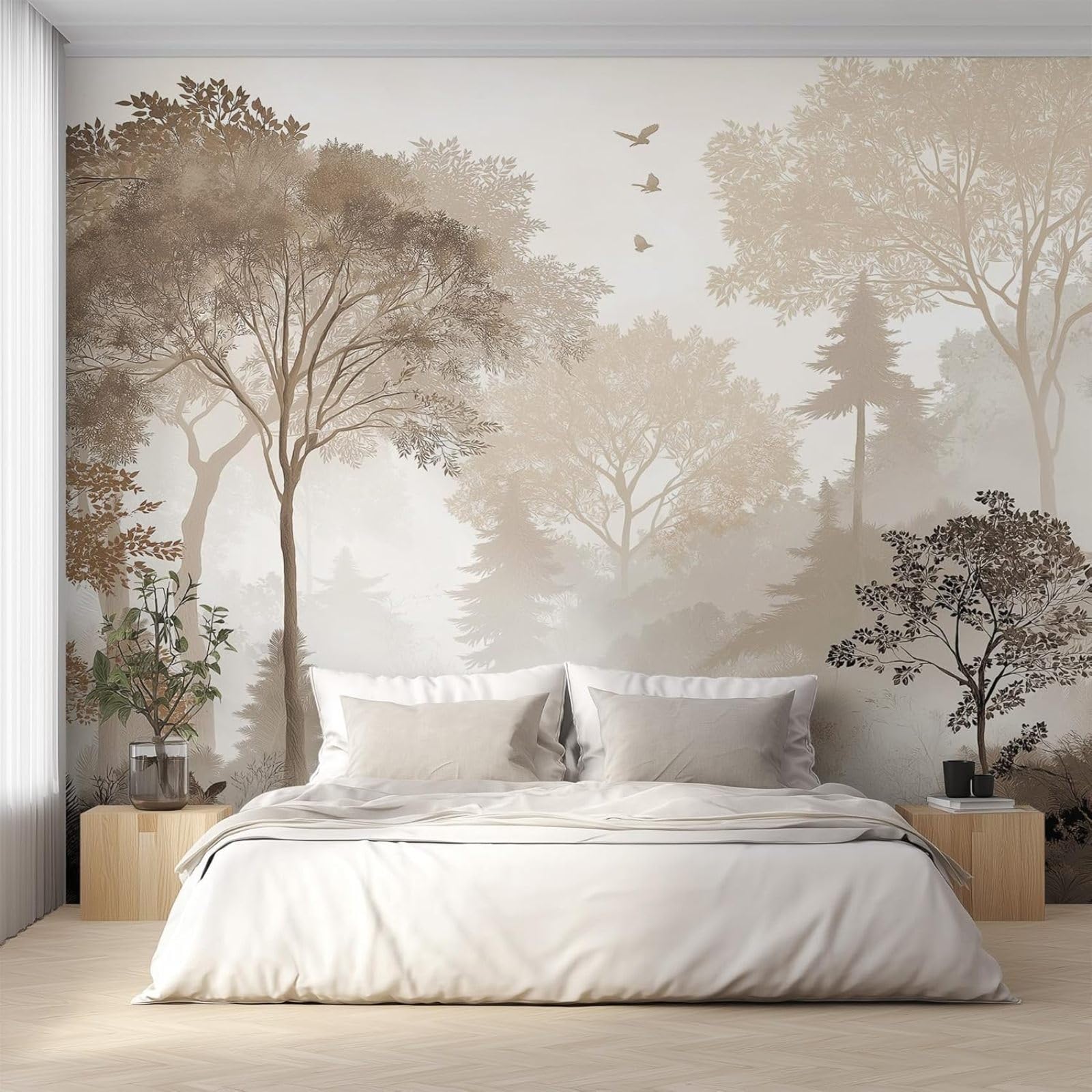 XLMING Retro Creativo Tridimensional Bosque Pájaros Volando 3D Papel Pintado Lujo Casa Sala Decoración Estar Comedor Sofá Dormitorio TV Fondo de Pared-430cm×300cm