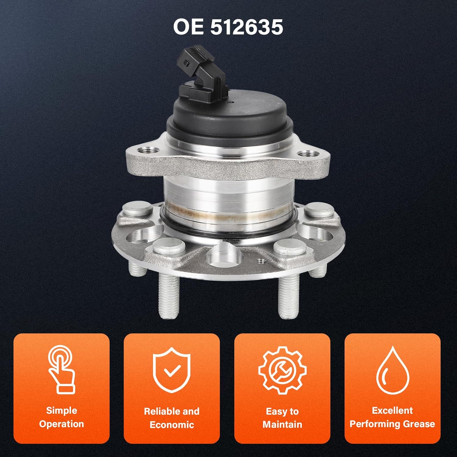 OCPTY 1pc Premium 512635 Wheel Bearing and Hub Assembly for Hyundai Elantra 2017-2020,for Hyundai Ioniq 2017-2022,for Kia Niro 2017-2021 Rear Left Right