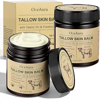HOTUT Whipped Beef Tallow Cream, 2 Pieces Lawn Beef Tallow, Whipped Beef Tallow Cream Made from Grass Fed Tallow, Moisturizer, Sebum Face Cream for Face Body Deep Hydration, 120g