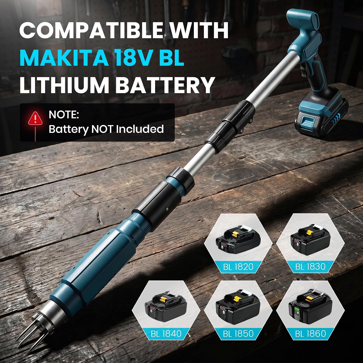 Electric Weed Puller Tool for Makita 18V, Long Handle Weeder Hand Tool w/ 3 Claws Steel Head, Stand Up Gardening Hand Weeding Tool w/Mechanism for Lawn, Yard, Garden(Battery Not Included)