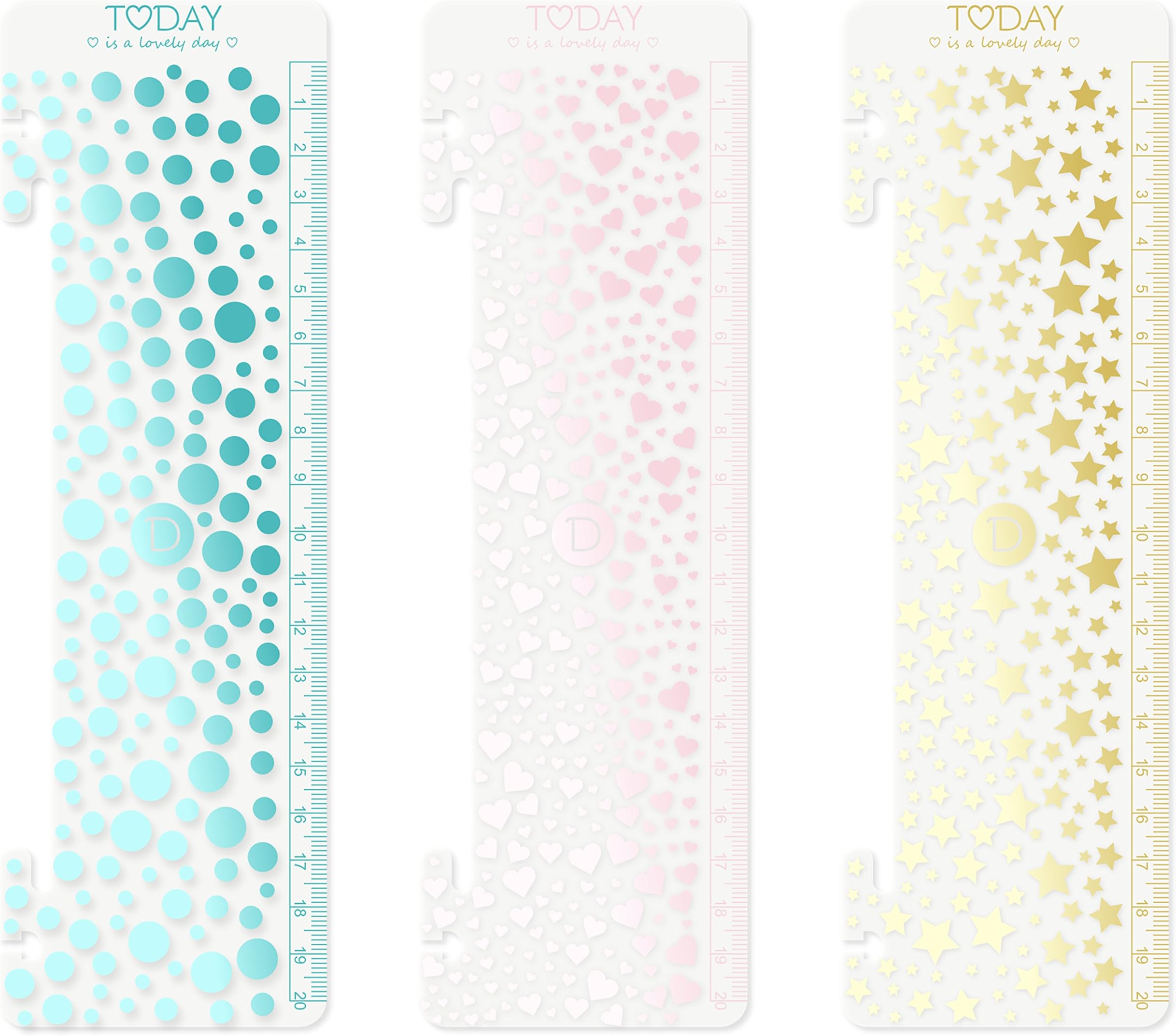 Discagenda Today Marker, Bubbles Hearts Stars for 6 Rings Binder and Discbound Dual Use Planner Organizer Bookmark Ruler, Set of 3 (A5)