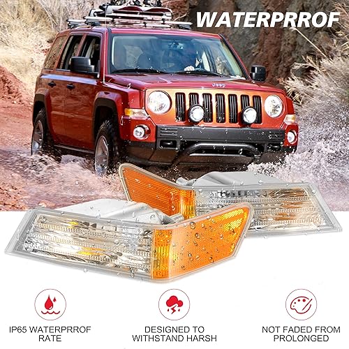 Miniatura 3 de 2 piezas de luces direccionales para Jeep Patriot 2007-2017, LED izquierdo y derecho delantero marcador de esquina lámpara de luz de estacionamiento
