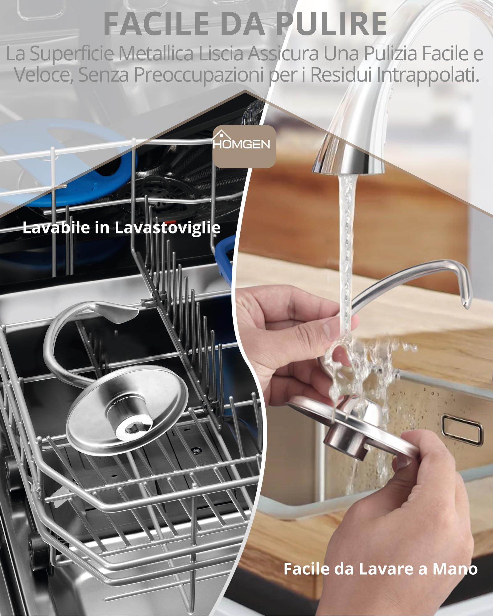 HOMGEN Gancio per Impasto per Impastatrice KitchenAid Miscelatore Fit 4,5-5 Qt Kitchenaid Accessori Gancio in Acciaio Inox Spirale Gancio Pasta Accessorio per KitchenAid Stand Mixer KSM150 K45DH