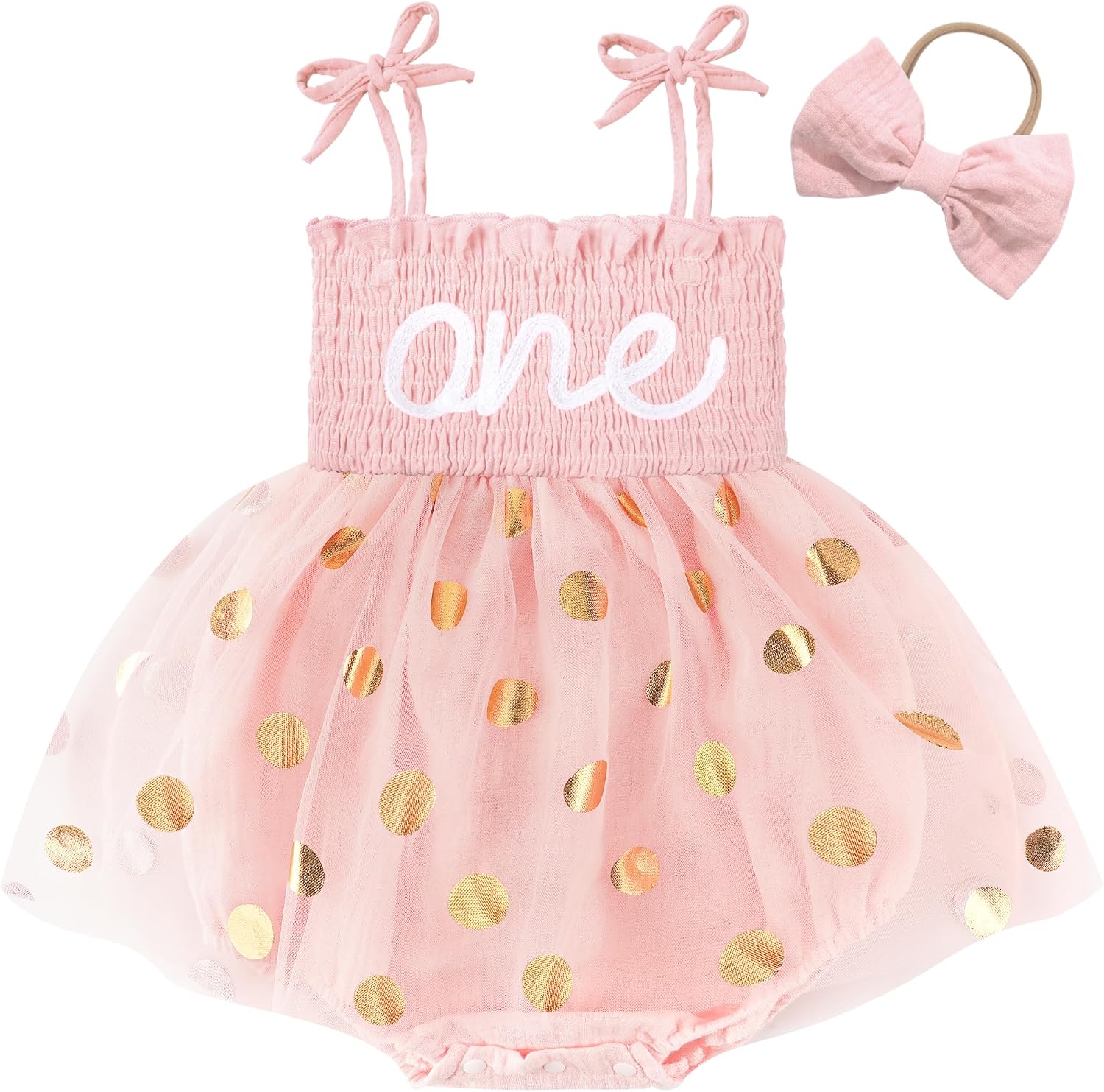 HONGTEYA Baby Girl 1st Birthday Outfit Girl First Birthday Clothes One Year Old Gifts Romper Tulle Summer Newborn Dress