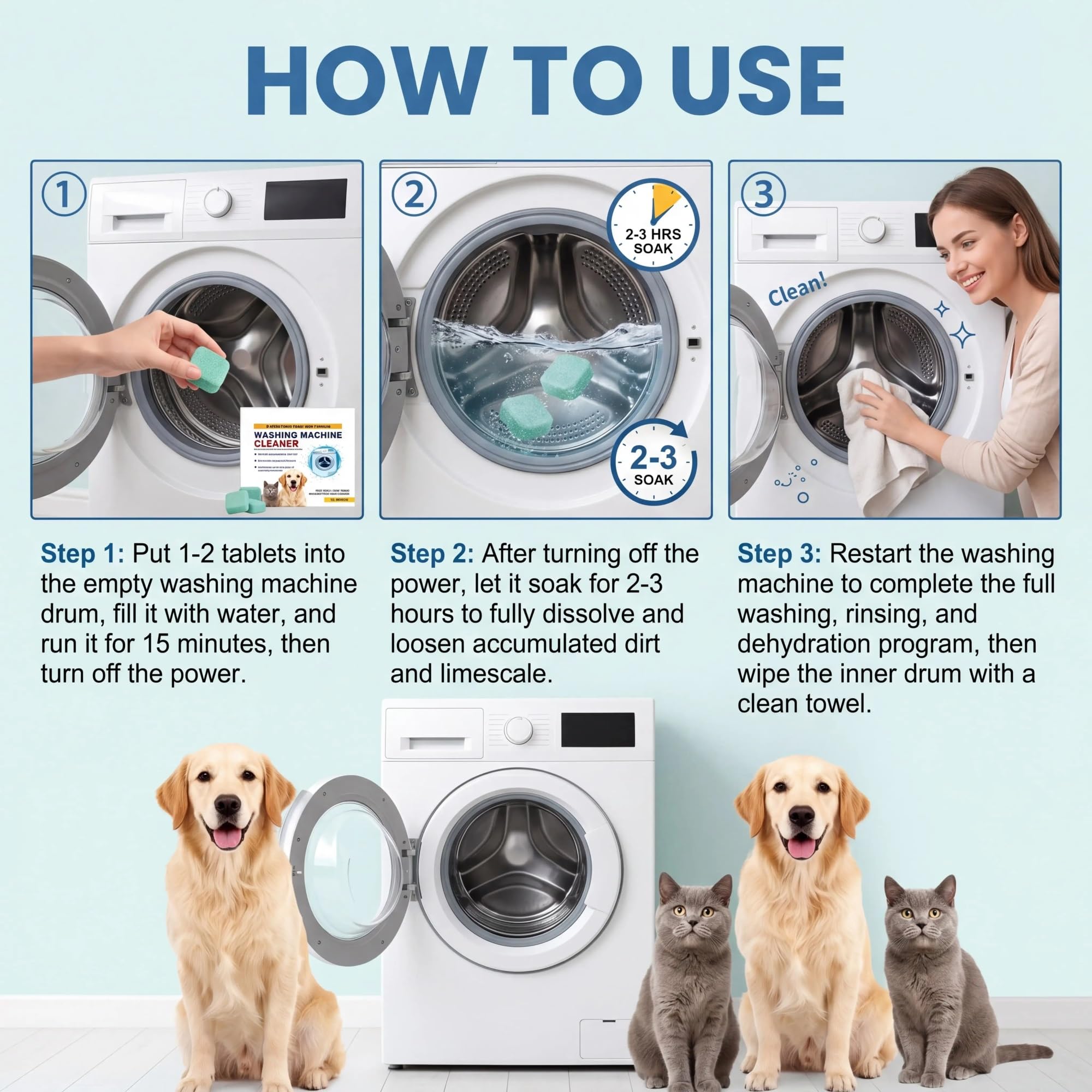 washing machine cleaner tablets Pet Owners Waschmaschinen-Reiniger-Pads, 12 Stück