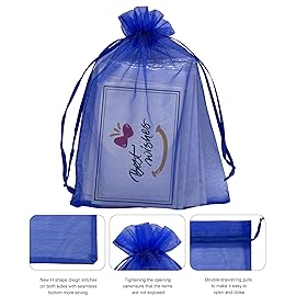 Jexila 100PCS Sheer Organza Bags - 5\'\'X7\'\' Royal Blue Mesh Drawstring Jewelry Gift Pouch Favor Goodie Bags for Baby Shower Wedding Party