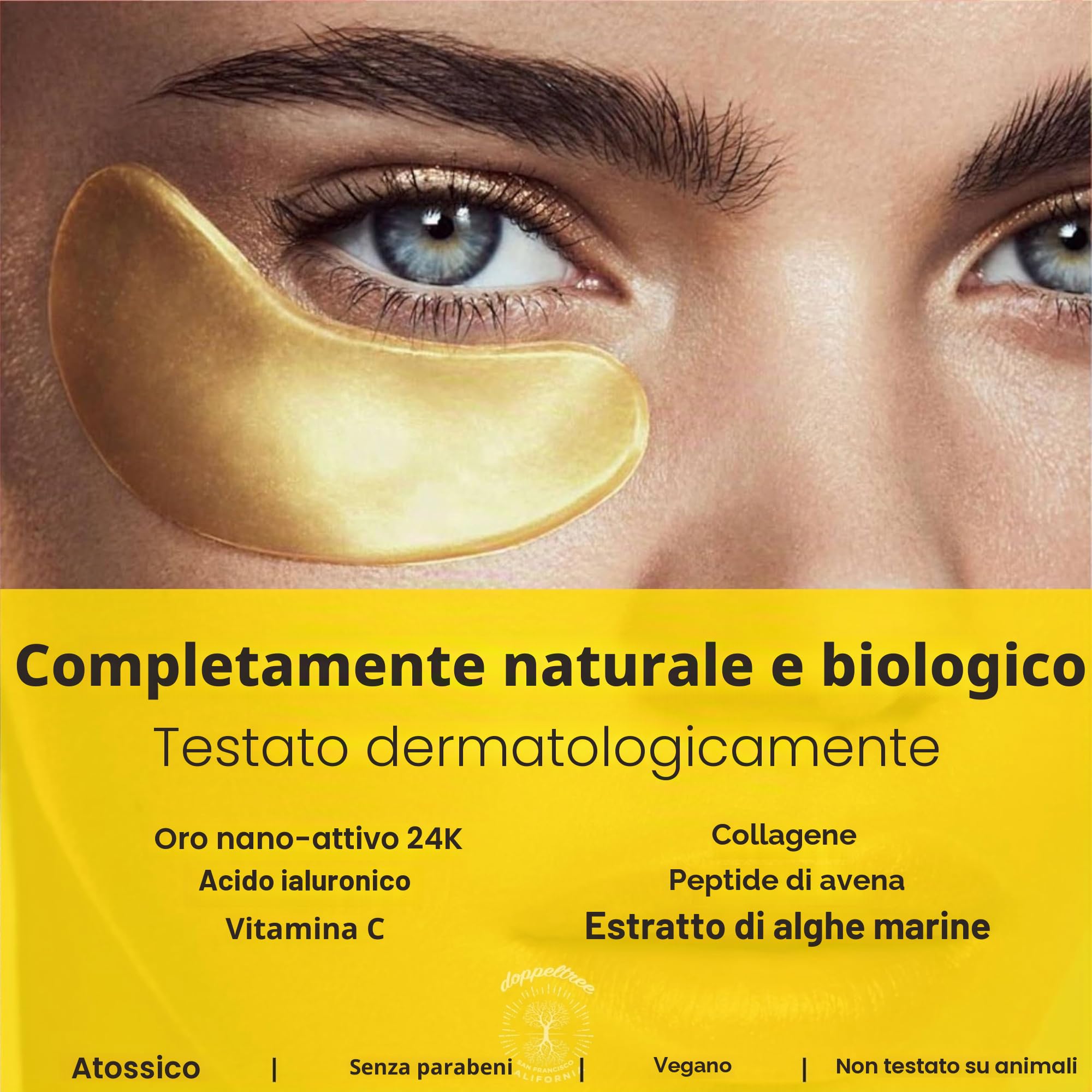 Patch Occhi (18 Paia) - Maschera Occhi Anti Età - Trattamento Occhiaie, Borse, Rughe, Gonfiore - Oro 24K, Collagene, Acido Ialuronico, Idrogel