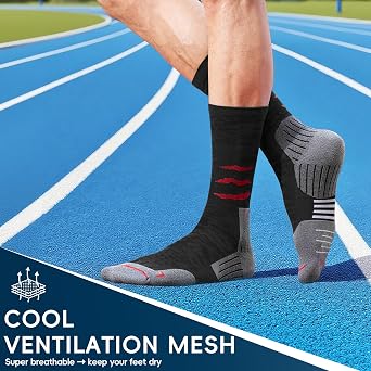 Crew Compression Socks for Men Women - Mild Support, Wicking Cushioned Compression Running Socks for Sport Basketball