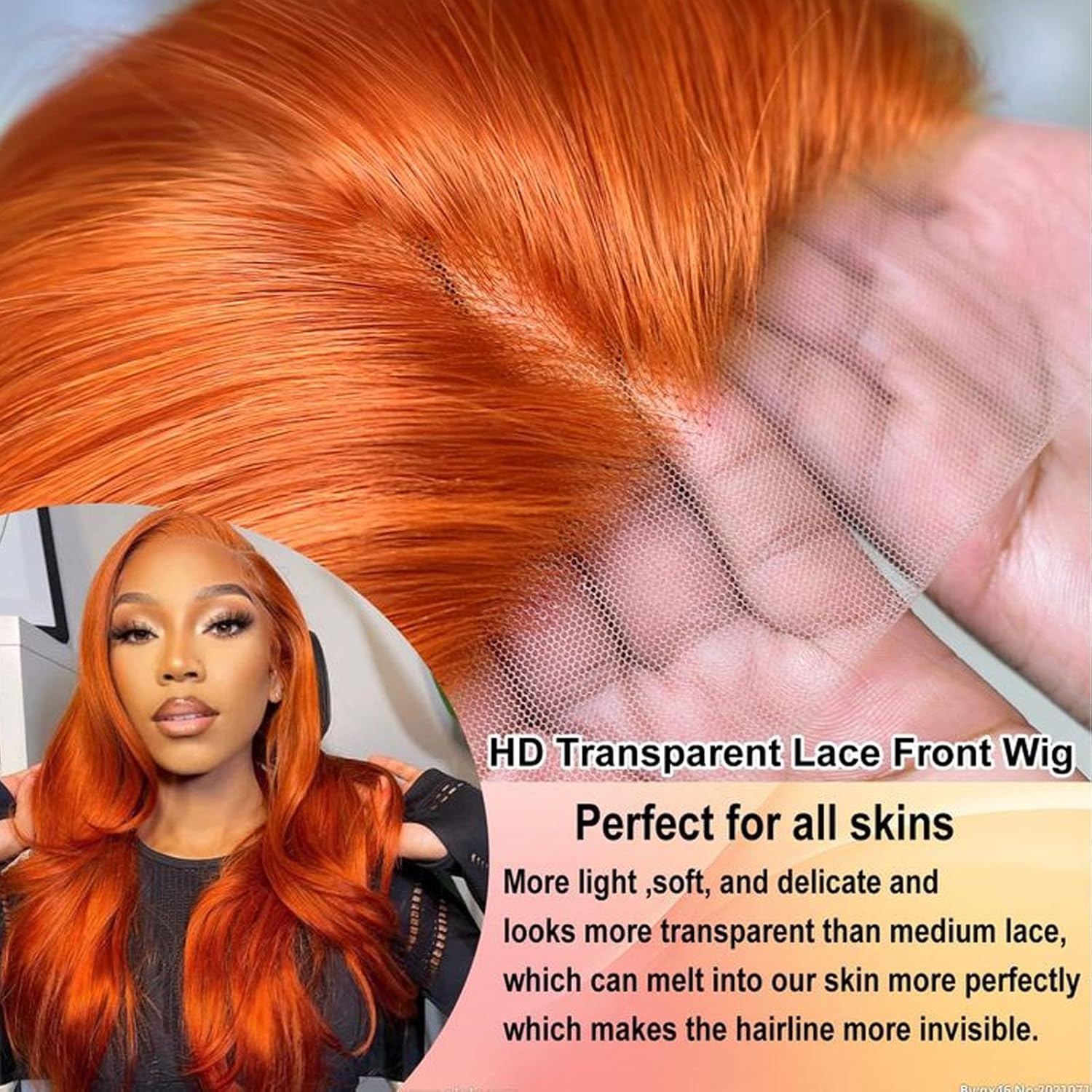 Ginger Wig Human Hair 13x4 Straight Ginger Orange Lace Front Wigs Human Hair HD Transparent Lace Frontal 350 Colored Hair Wig Pre Plucked With Baby Hair 180% Density 26inch