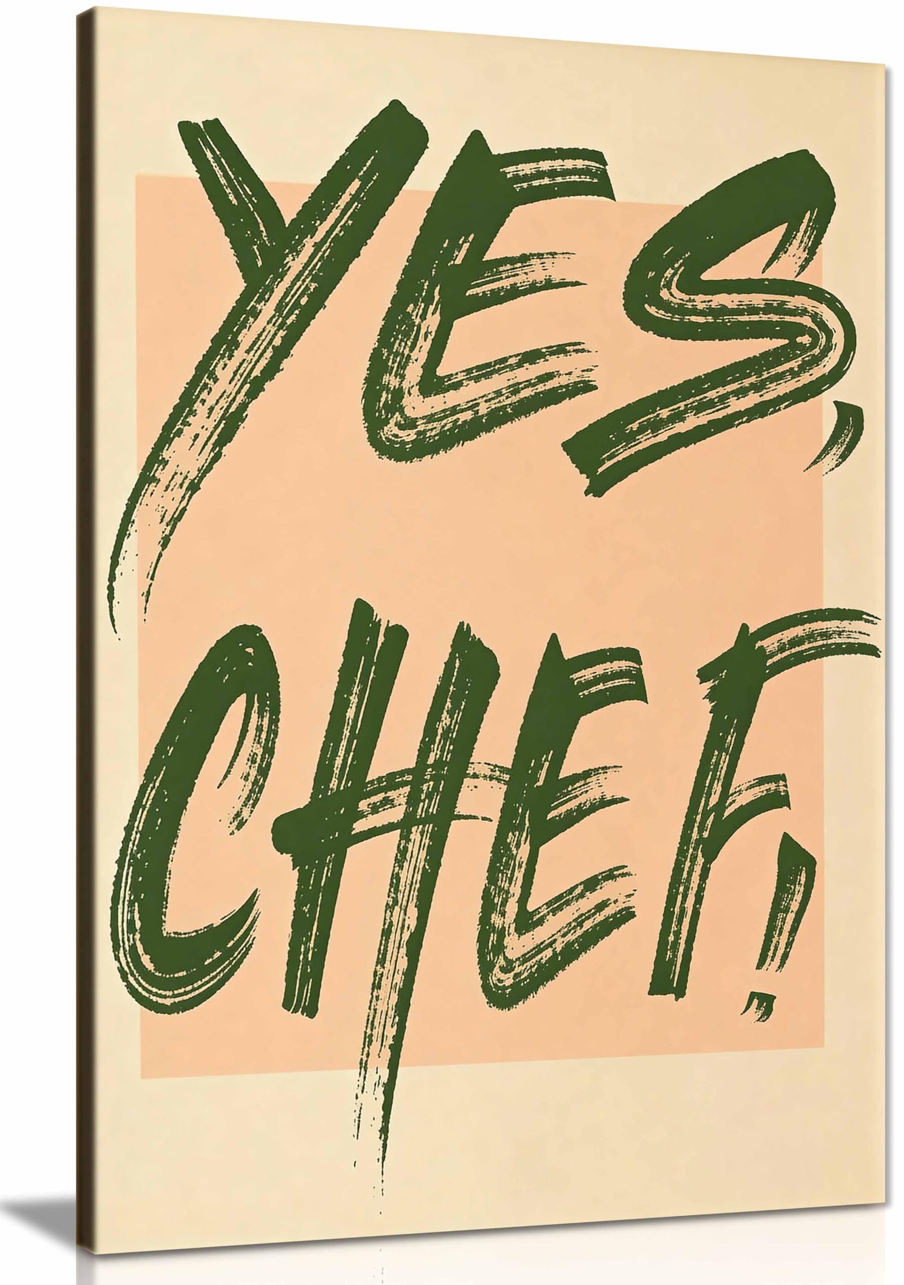 Yes Chef Minimalist Kitchen Poster Modern Typography Print Framed Canvas Print, Pictures for Home Walls, Bedroom, Living Room & Bathroom Decor 31x20cm (12x8in)