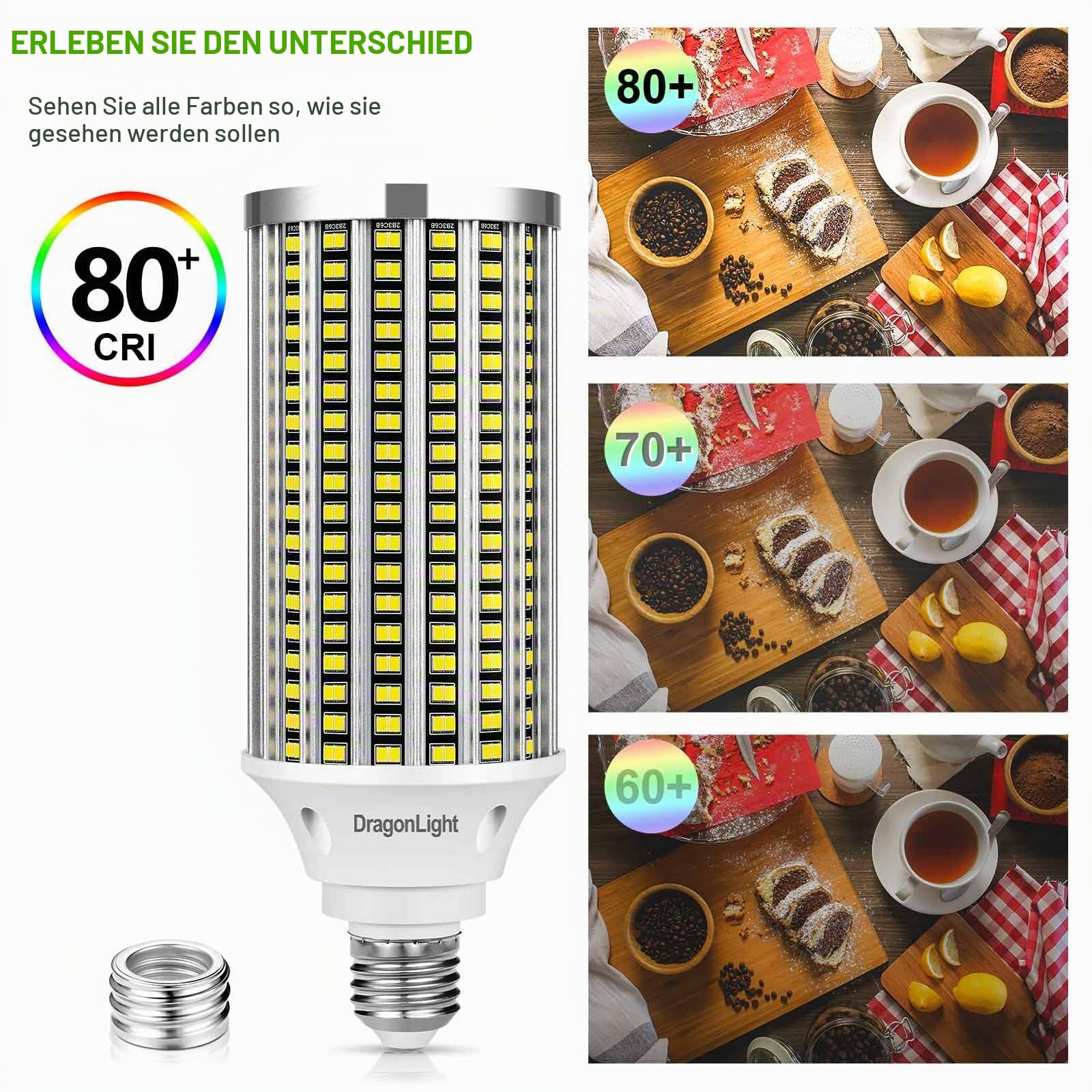 DragonLight 50W Superhelle Mais Licht LED Glühbirnen(Ersetzt 350Watt) - E27/E40 Edison LED Lampe - 6000K Kaltweiß 6,000LM für gewerbliche Beleuchtung - Garage Werkstatt Büro Hof(2er-Pack)