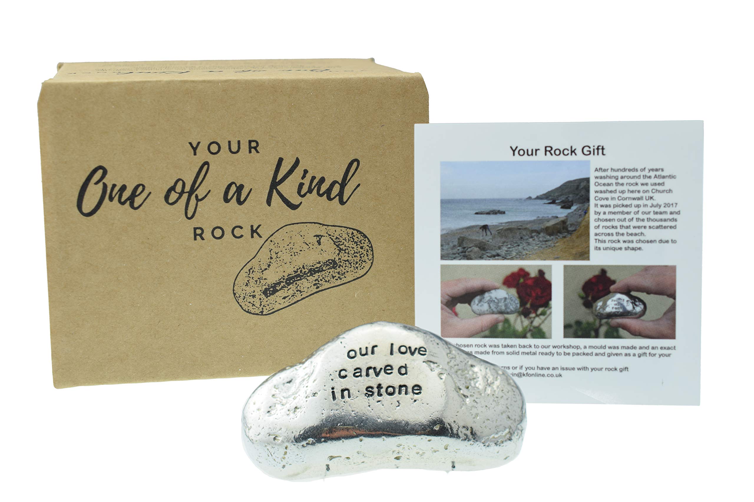 Pirantin Our Love Carved In Stone Rock – Gift For Anniversary, Valentines Day, Birthday, Christmas For Him Or For Her (Rockcarve)