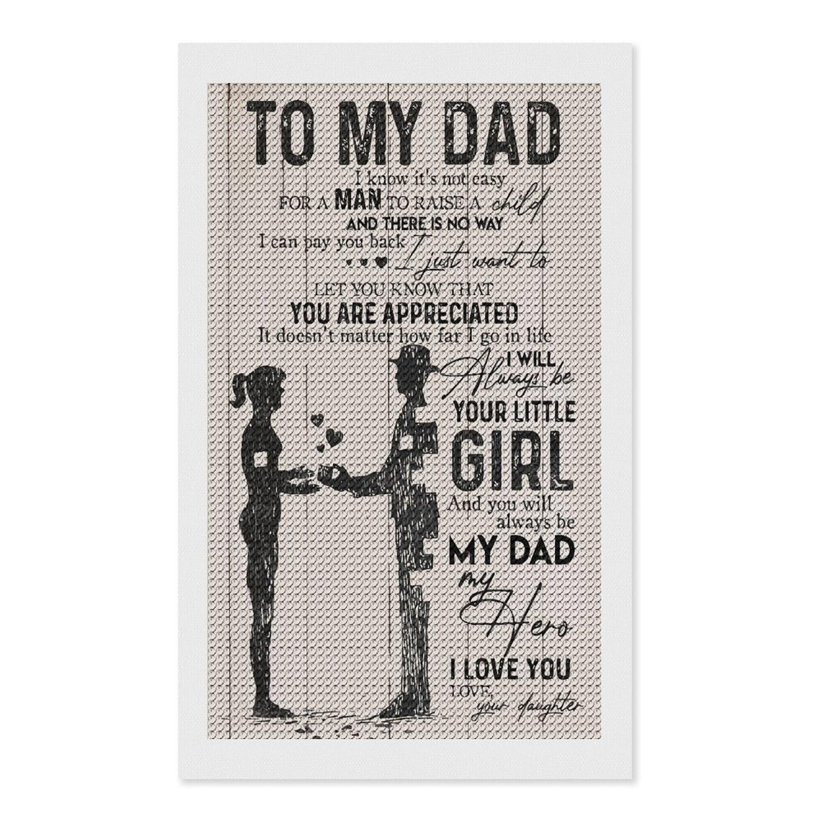 Junmoney to My Dad (2) Diamond Art Canvas 12"x20", Full Kit Included, Bedroom Decor, for Beginners, Thoughtful Handmade Gift
