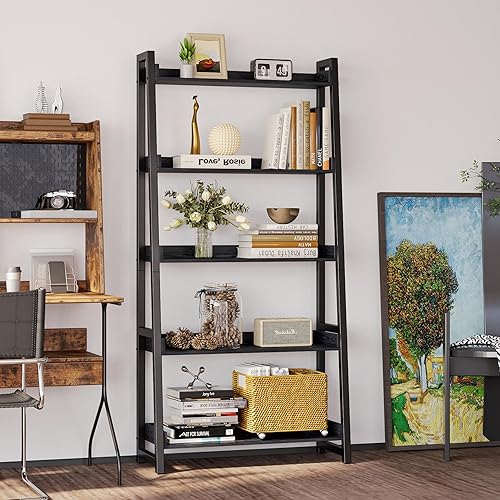 Miniatura 7 de IRONCK Estantería industrial de 5 niveles de 31.5 pulgadas de ancho, estante de escalera para estantería, estantes de almacenamiento, marco de metal