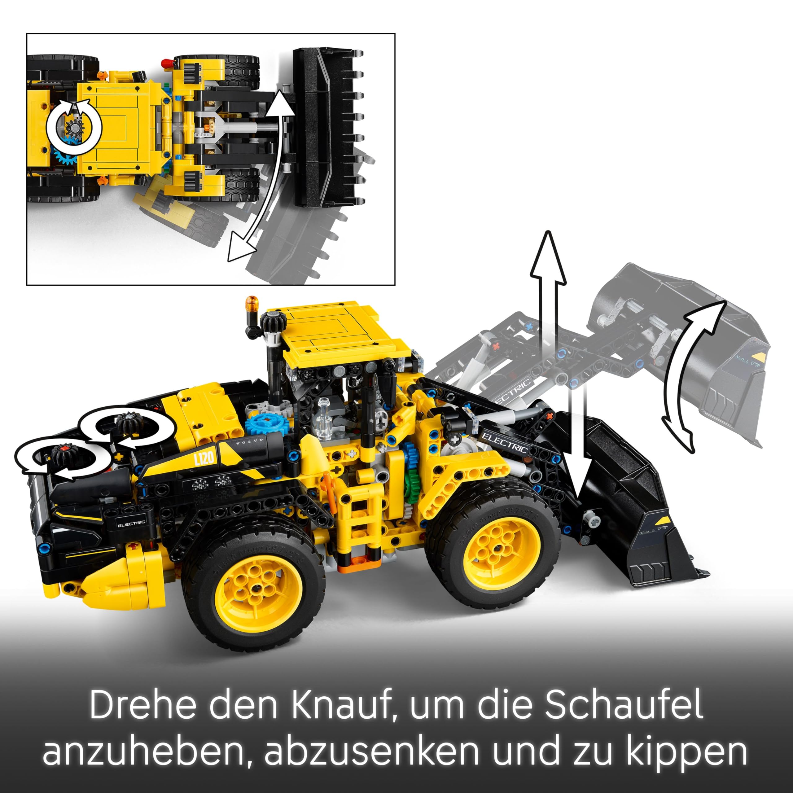 LEGO Technic Volvo L120 Electric Wheel Loader - Construction Vehicle Toy with Articulated Steering and Moving Shovel - Birthday Gift for 9+ Year Old Boys - 42209