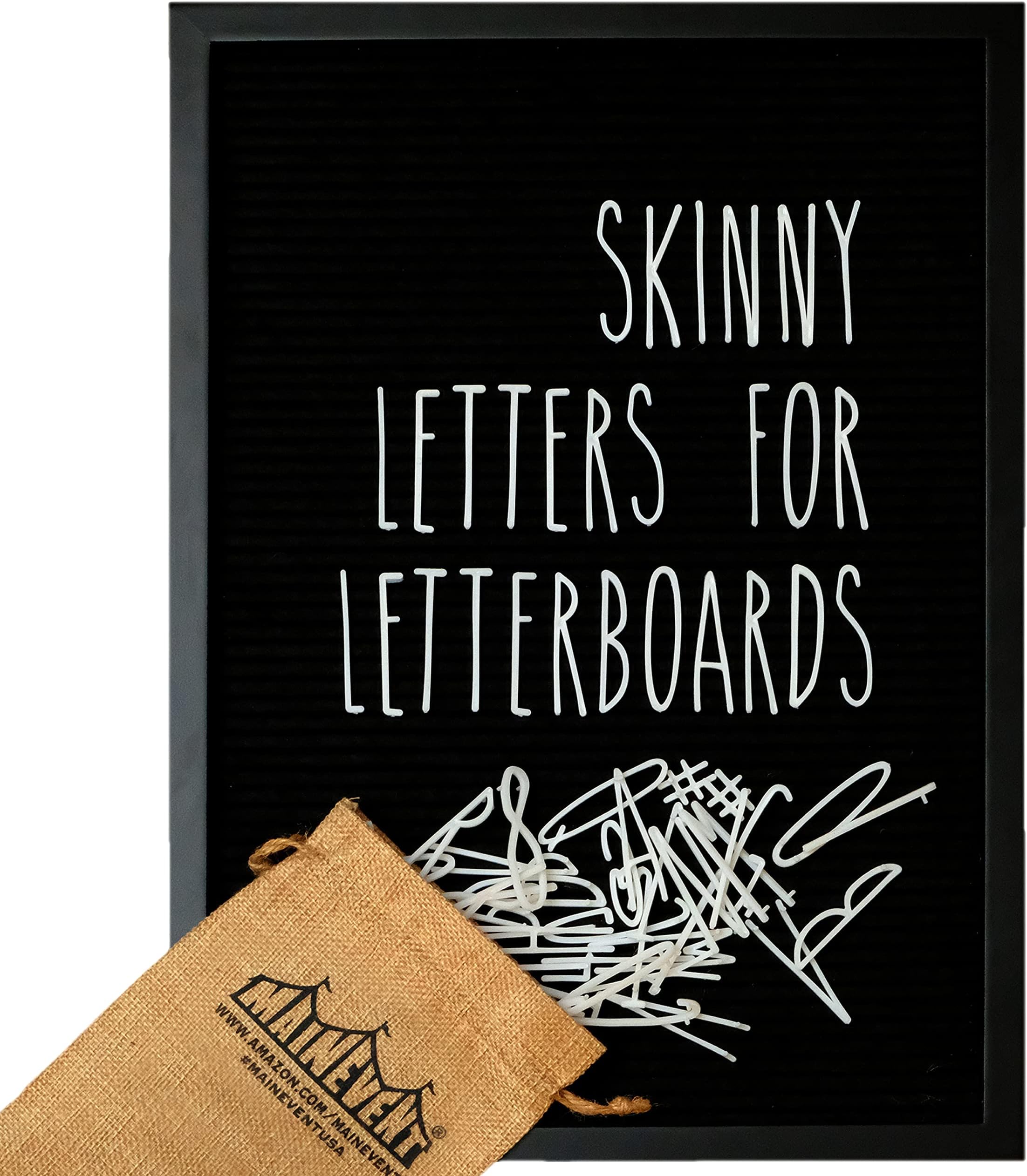 Skinny Felt Board Letters Only Set NO BOARD INCLUDED, Rae Inspired Font Farmhouse Decor Accessory, 2 Inch White Plastic Letters Numbers Symbols For Changeable Felt Letter Board Message Bulletin