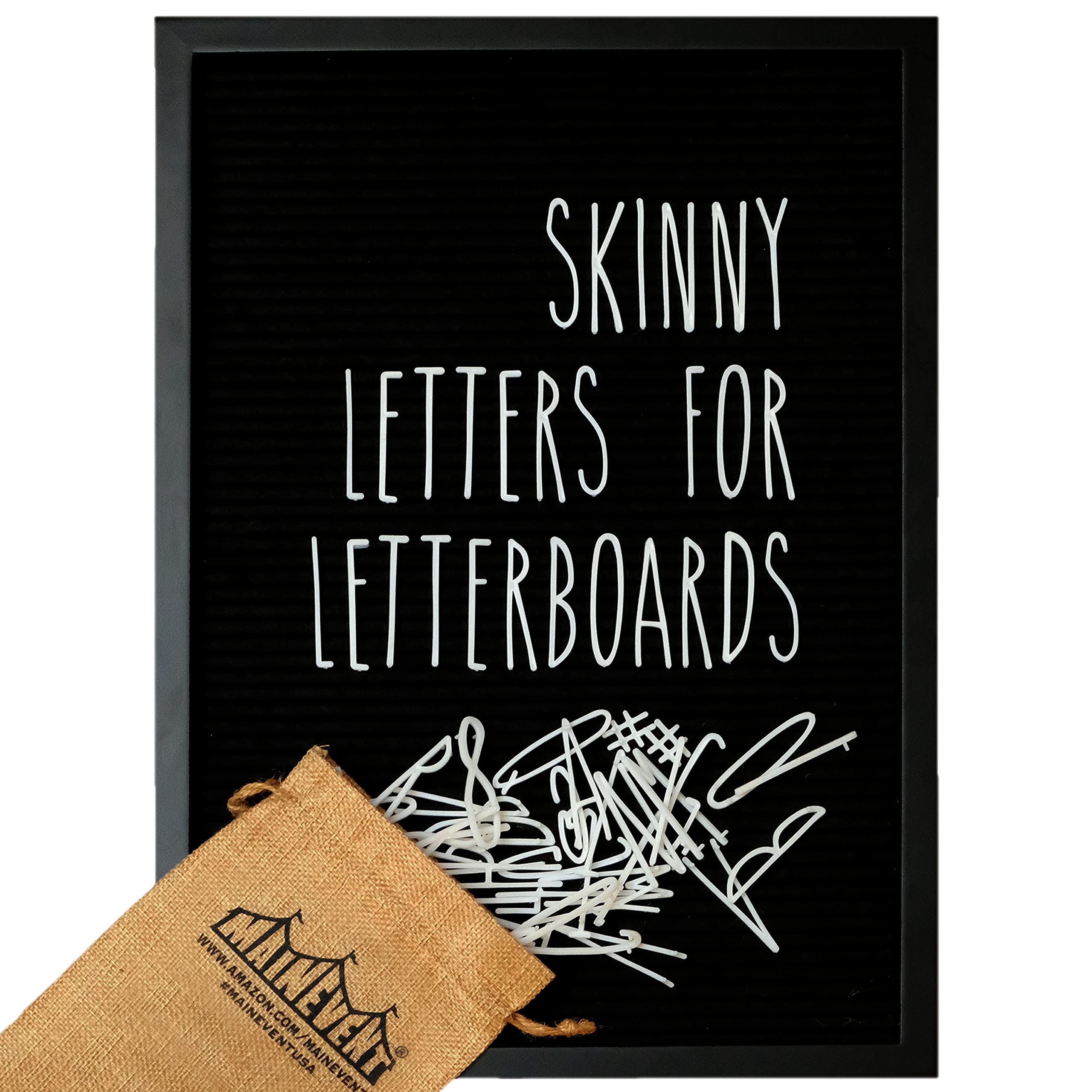 Skinny Felt Board Letters Only Set NO BOARD INCLUDED, Rae Dunn Inspired Font Farmhouse Decor Accessory, 2 Inch White Plastic Letters Numbers Symbols For Changeable Felt Letter Board Message Bulletin