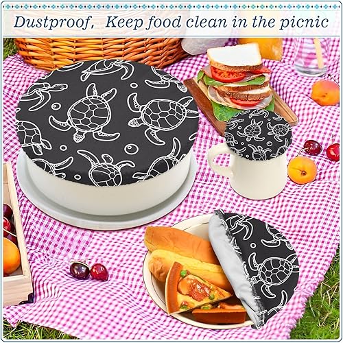 Miniatura 8 de Turtles 5PCS Reusable Elastic Bowl Covers for Food Storage Stretch Cloth Fabric Lids with 5 Different Sizes Waterproof Bowl Covers for Food Fruits