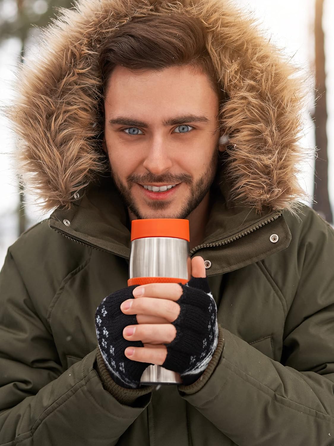 Sintege 4 Pairs Fingerless Gloves Winter Warm Half Finger Gloves Striped Knit Stretchy for Women Men for Working Typing - Image 4