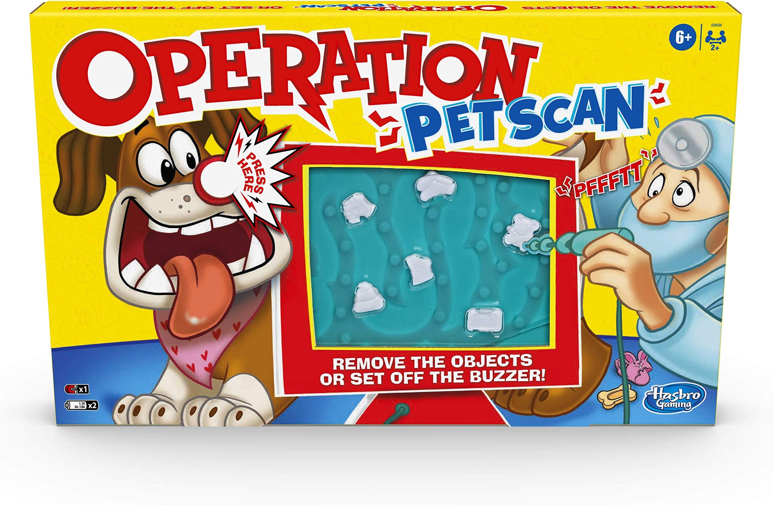 Hasbro Gaming Operation Pet Scan Board Game for 2 or More Players, Kids Ages 6 and Up, With Silly Sounds, Remove the Objects or Get the Buzzer