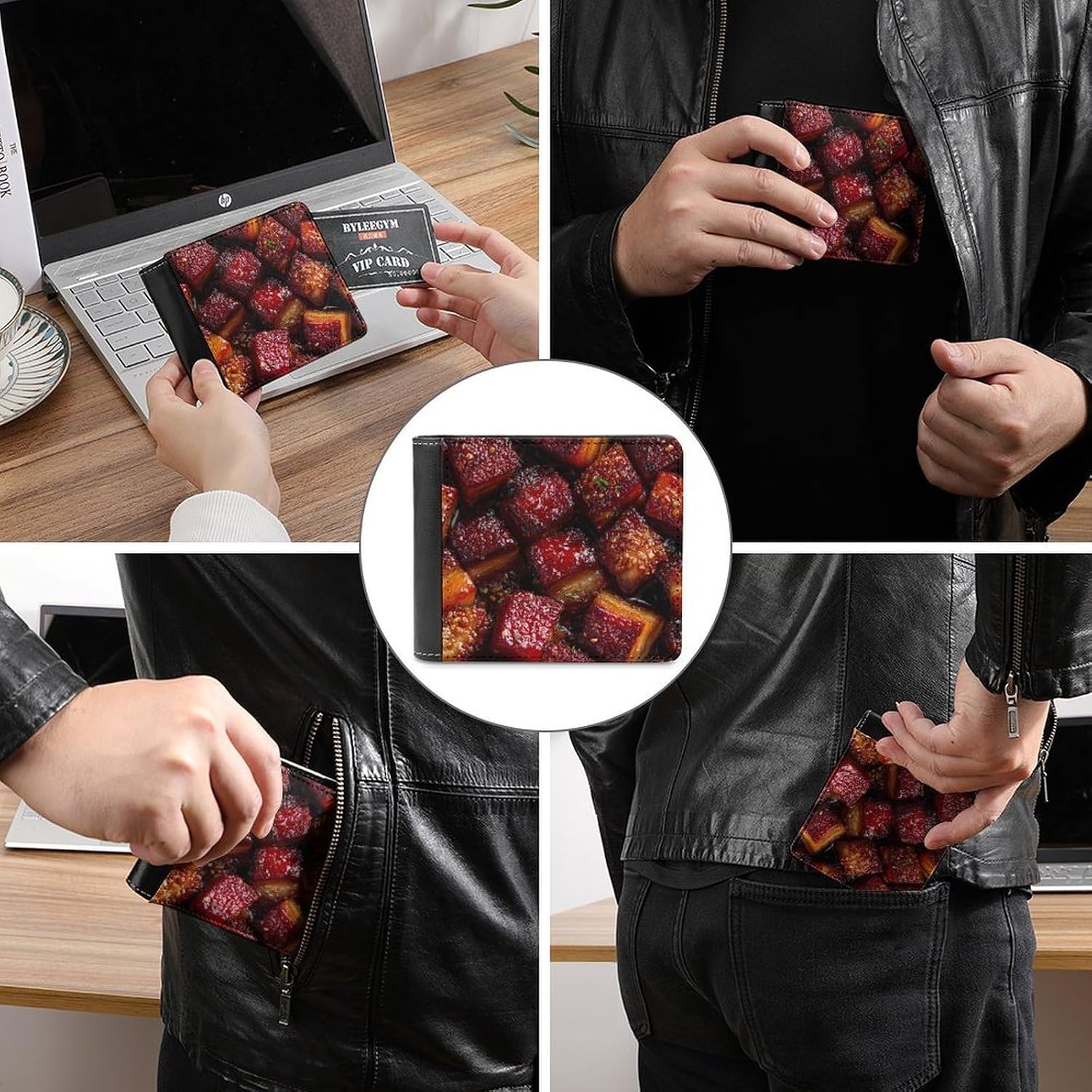 Braised Pork Belly Novelty Wallet Soft Slim Front Pocket Bifold Purse with ID Credit Card Holder