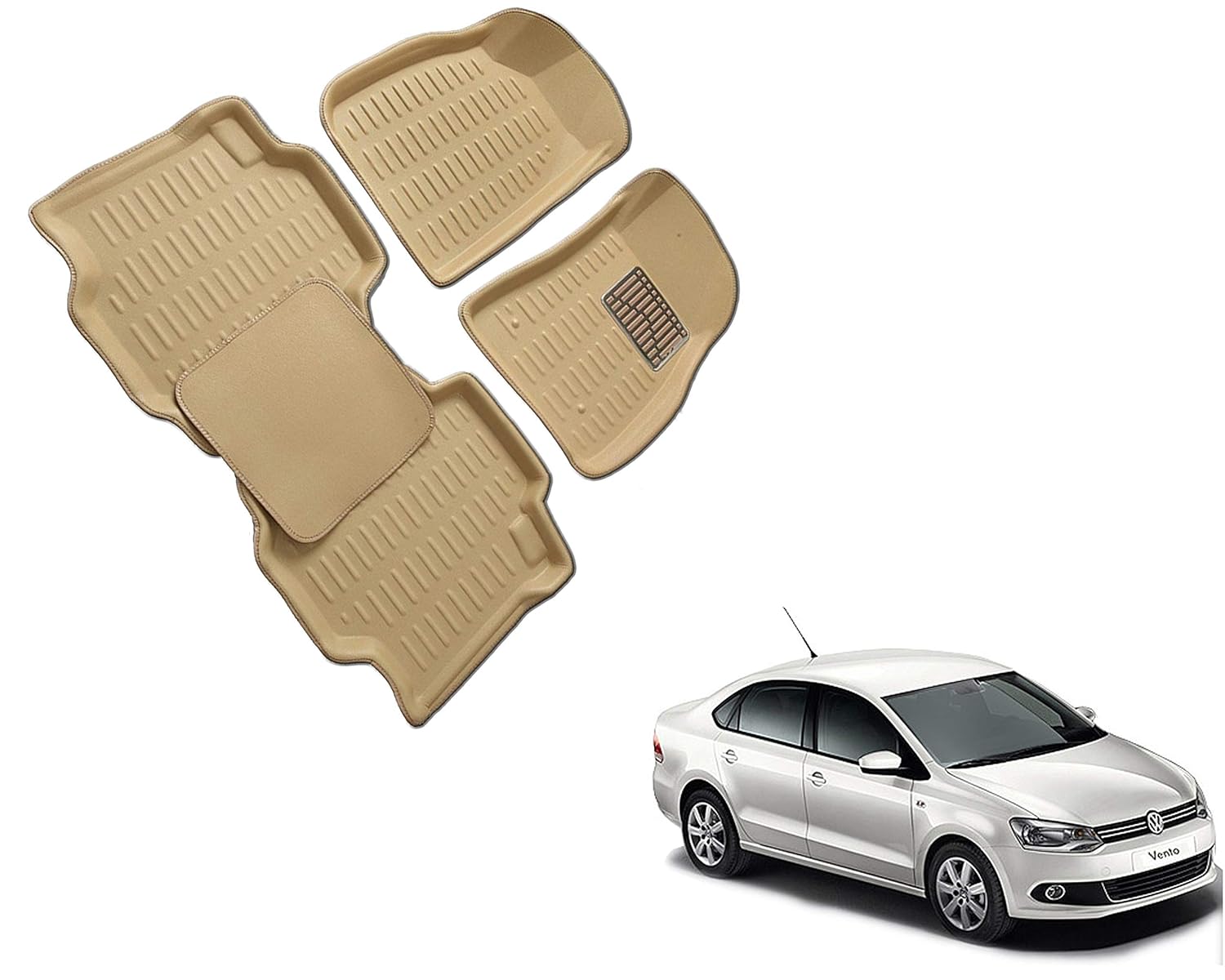 WolkomHome Car Mats Luxury Floor 3D Mat Carpets Beige for Volkswagen Vento Amazon.in Car