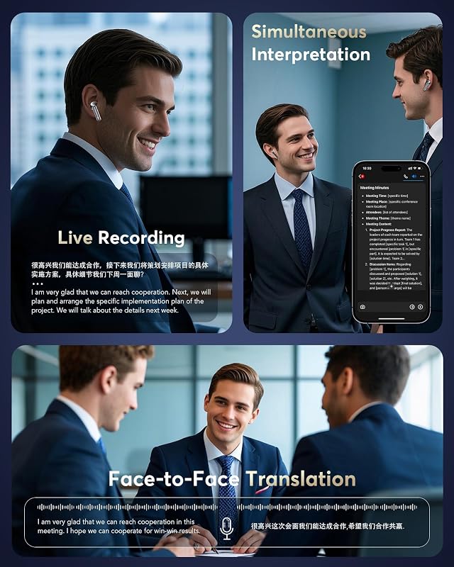 AI Translation Earbuds Real Time-188 Language Translator Earbuds,Simultaneous Interpretation Translator Ear Buds,No Subscription Audifonos Traductores Inglés Español,AI Translating Earbuds for Travel image 3