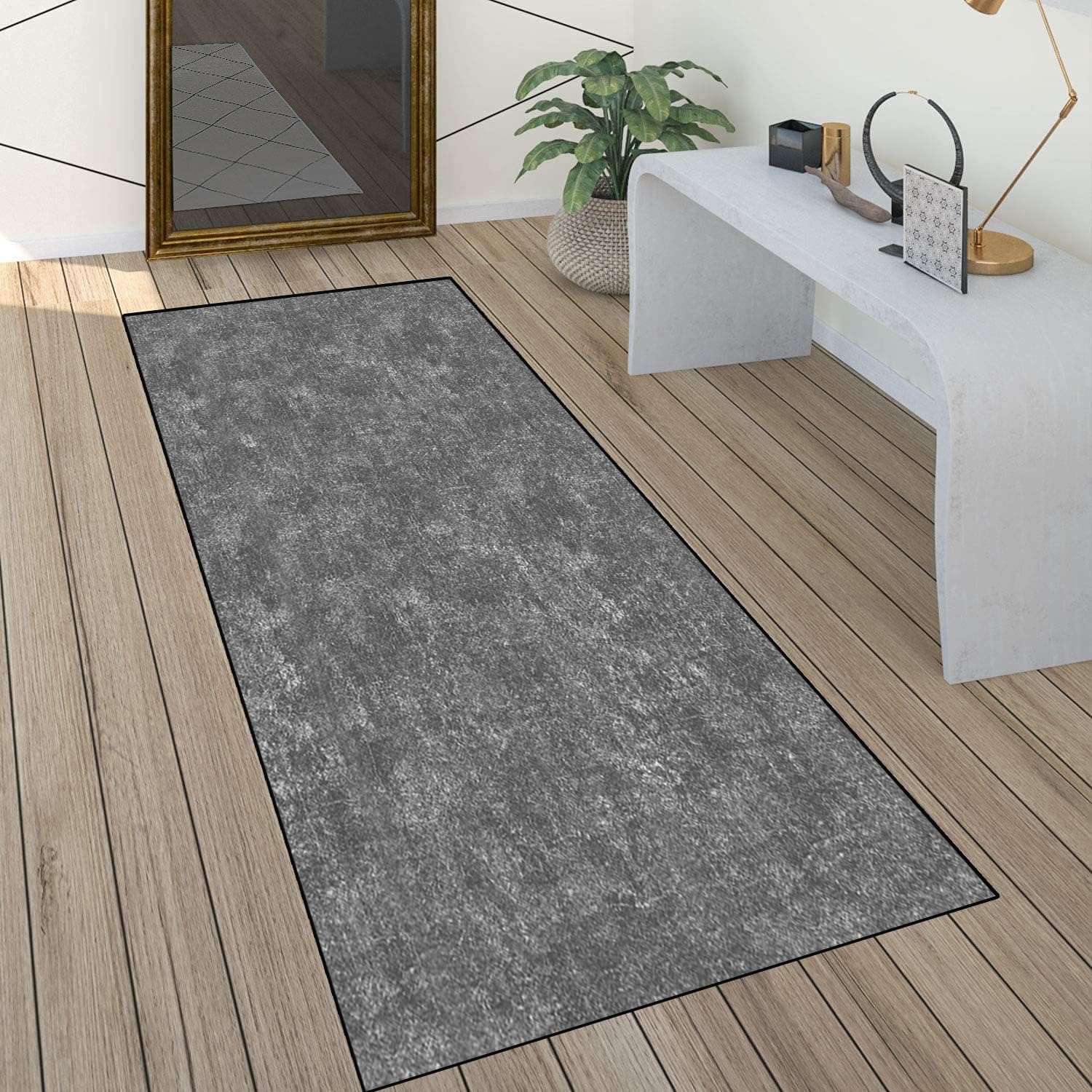 Tappeto lungo e antiscivolo, lavabile, per cucina e corridoio, 50 x 450 cm, tappeto lungo per cucina personalizzabile, tappeto da cucina personalizzabile, in tinta unita, grigio scuro
