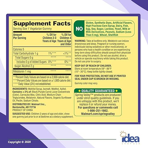 Miniatura 7 de Spring Valley Zero Sugar Kids Melatonina 1 mg de gomitas vegetarianas paquete de 120 unidades con vitaminas y minerales exclusivos de la A a la Z