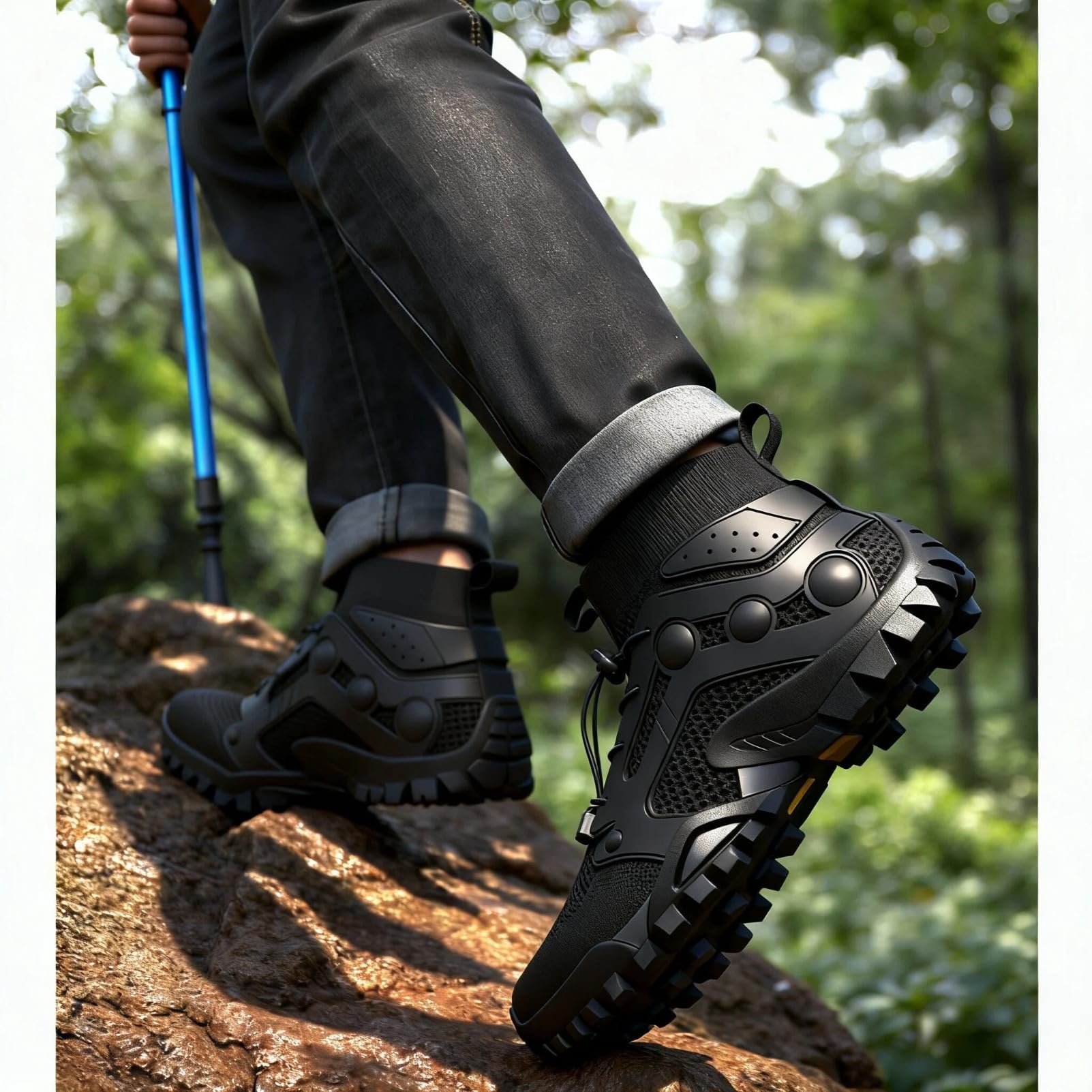 ANUFER Hommes Respirant Baskets Montantes en Plein Air Chaussures De Randonnée Antidérapant Léger Cheville Bottes De Randonnée