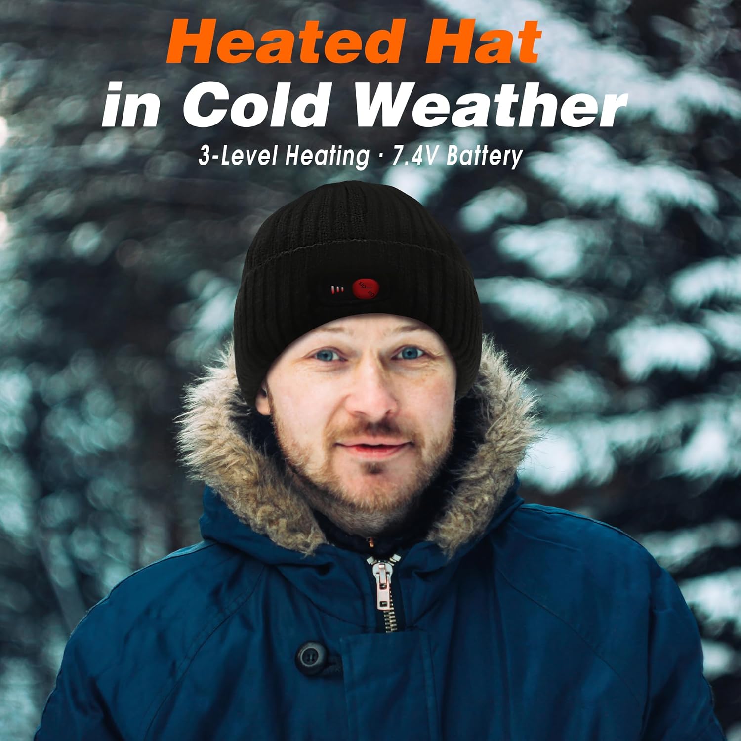 MMlove Rechargeable Heated Hats for Men Women Electric Heated Beanie Hat, Battery Heat Cap for Fishing Skiing Motorcycling - Image 2