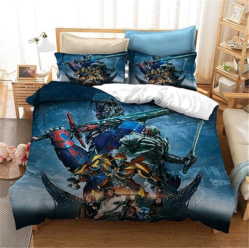 LUCIHZ Optimus Prime - Juego de ropa de cama para niños, tamaño individual, ligera, funda de edredón para niños